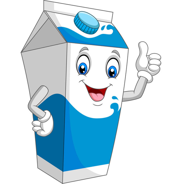 Ilustración vectorial de la caja de leche de dibujos animados que da pulgar hacia arriba
 - Vector, imagen