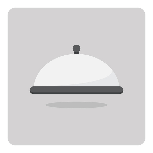 Vector design of flat icon, Food cover for kitchen room on isolated background. - Vector, Image