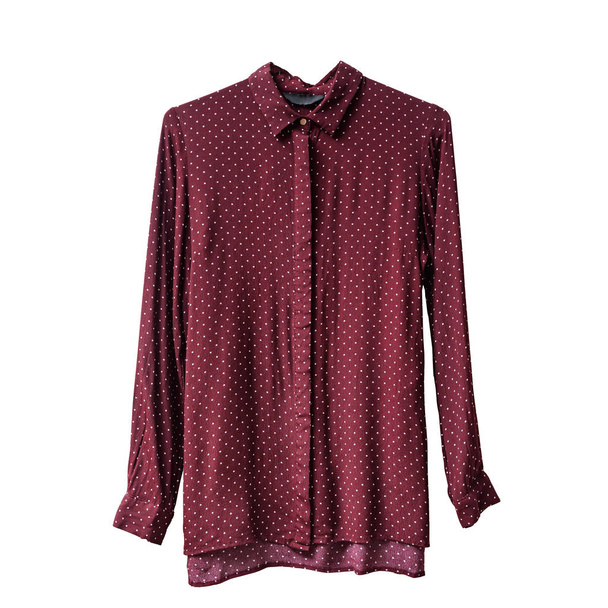 Burgundy blouse with sleeve on white background. Isolate - Photo, Image