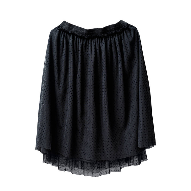 Black tulle skirt on white background. Isolate - Photo, Image