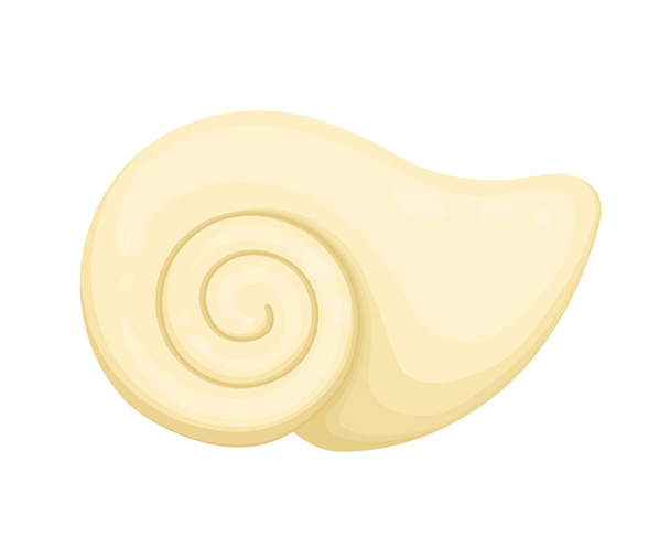 Beige zee shell in cartoon stijl geïsoleerd op witte achtergrond. - Vector, afbeelding