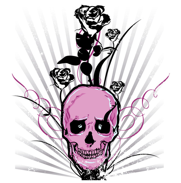 Skull and roses Vector illustration - Vector, Image
