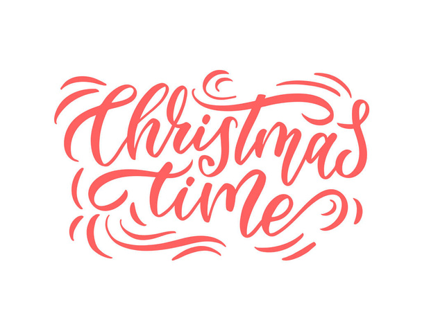Christmas time hand drawn lettering. Vector illustration - Vector, Image