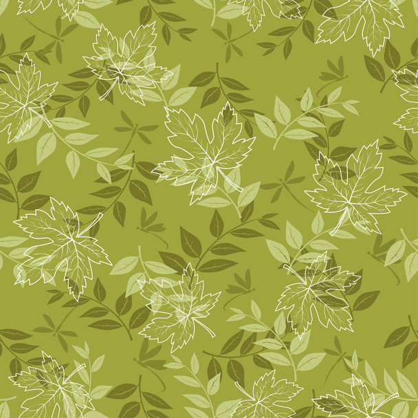 Autumn seamless pattern with maple leaves and dragonfly on pastel background - Vector, imagen