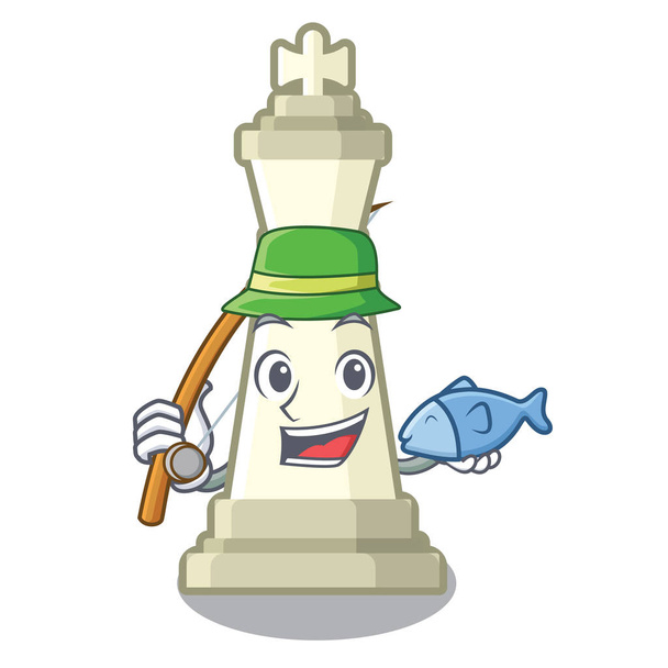 Fishing king chess above wooden cartoon table - Vector, Imagen