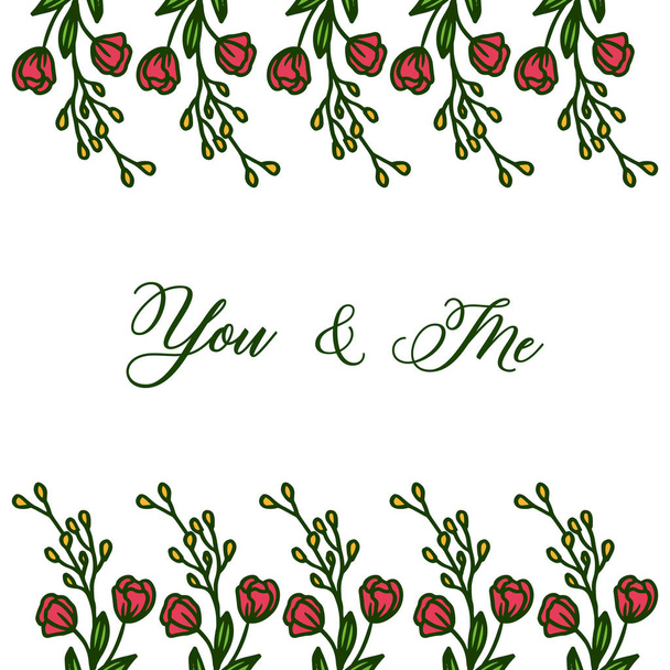 Vector illustration various abstract red flower frame for banner of you and me - Vector, Image
