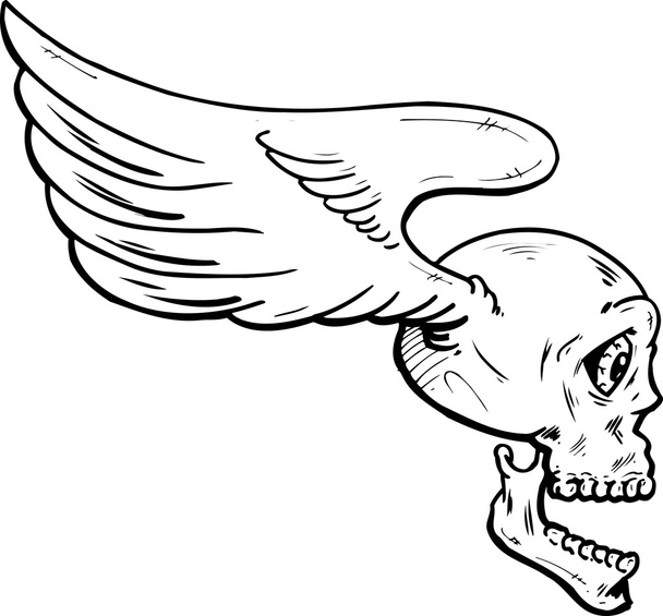 Летающий череп с векторной иллюстрацией крыльев
 - Вектор,изображение