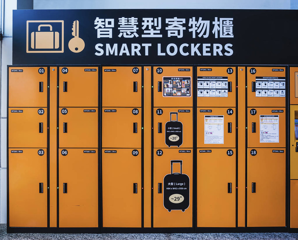 Smart lockers at train station Public Self-service lockers for passenger - Photo, Image