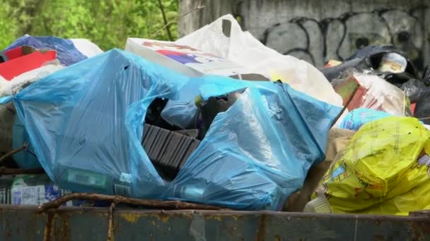 Bolsas de plástico de basura están en el contenedor
 - Metraje, vídeo