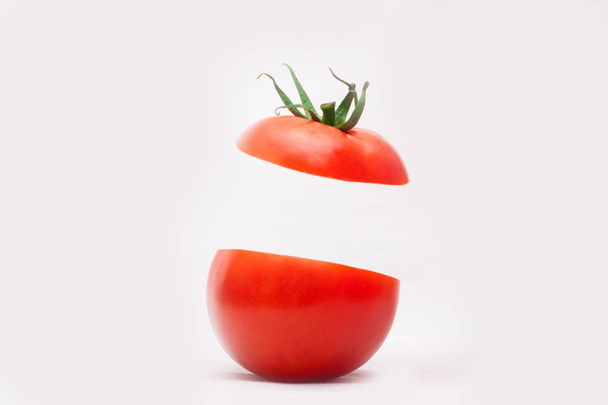 Fresh tomatoes on white background. Top view - Φωτογραφία, εικόνα