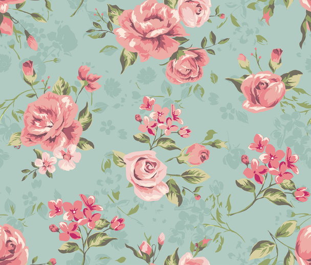 Fondo de pantalla clásico patrón de flores vintage sin costuras
 - Vector, Imagen