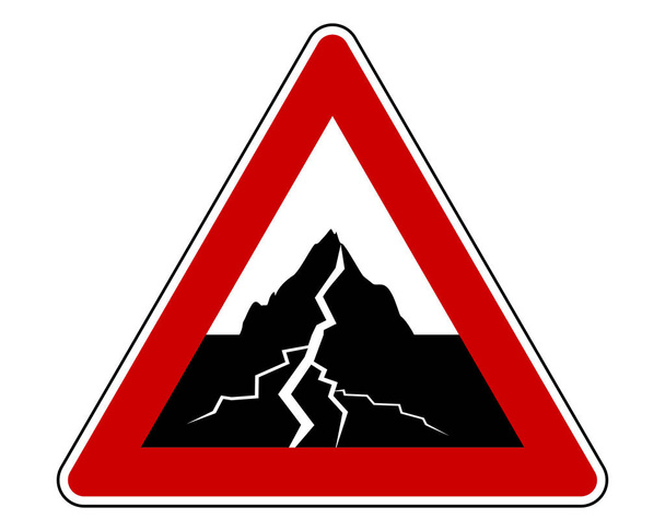 Znak drogowy z trzęsieniem ziemi - Wektor, obraz