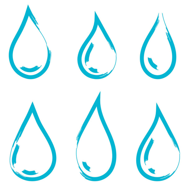Icônes de gouttes d'eau bleue isolées sur blanc
 - Vecteur, image