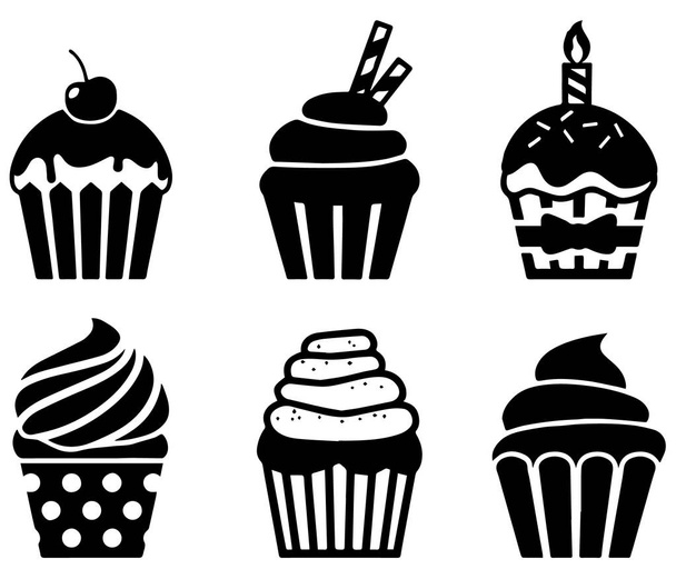 Vektor-Kuchen und Cupcakes. Vektorillustration - Vektor, Bild