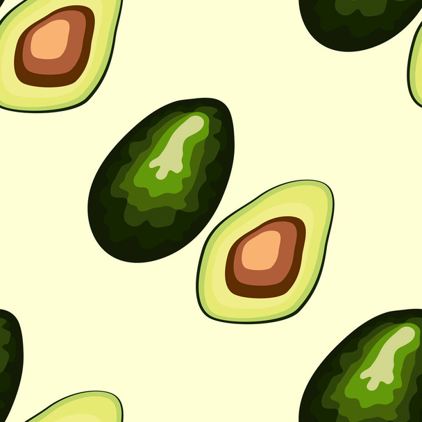Fresh avocado hand draw seamless pattern.Natural and healthy nutrition. Organic food. - Vector, Imagen