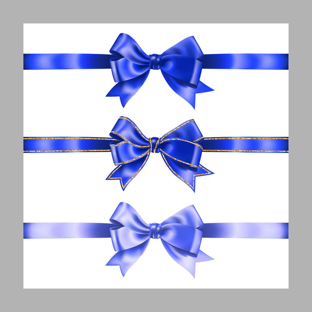 Blue Tied Ribbon Bow Vector 3d Stock Vector (Royalty Free