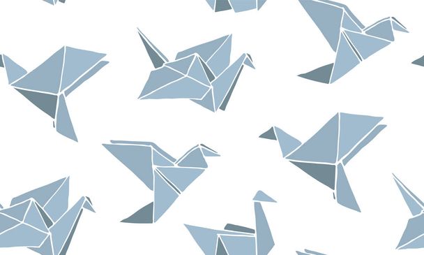 Бесшовный узор с нарисованными вручную птицами Оригами
. - Вектор,изображение