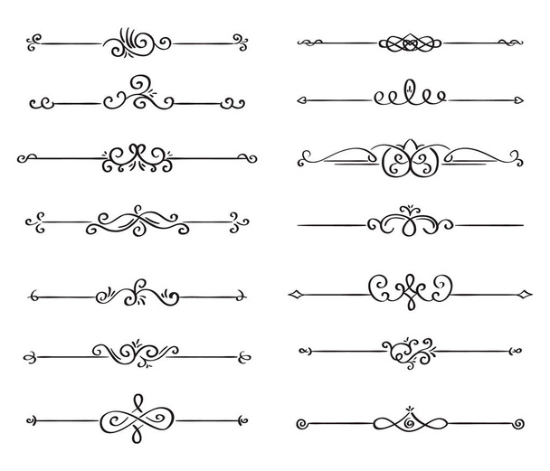 Divisores vectoriales dibujados a mano. Líneas, bordes y laureles. Elementos de diseño Doodle
. - Vector, Imagen