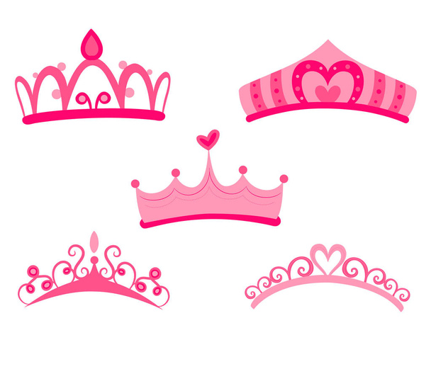 Kalp Jewels ile Pembe Girly Prenses Royalty Crown - Vektör, Görsel
