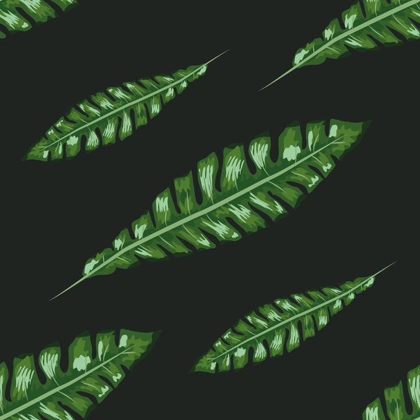 Trópusi banán zöld levelek varrat nélküli minta rózsaszín háttér. Egzotikus háttérkép - Vektor, kép