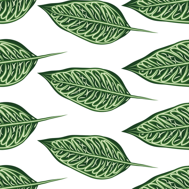 Seamless tropical Ficus Elastica pattern on light background. Exotic print. Vintage motives. - Vector, imagen