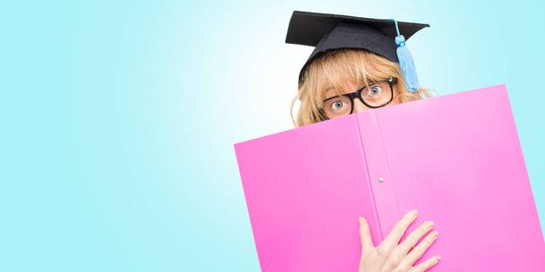 isolated student with graduation cap - 写真・画像