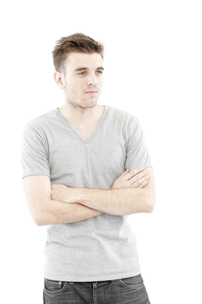 Handsome man casually on isolated white background - Photo, Image