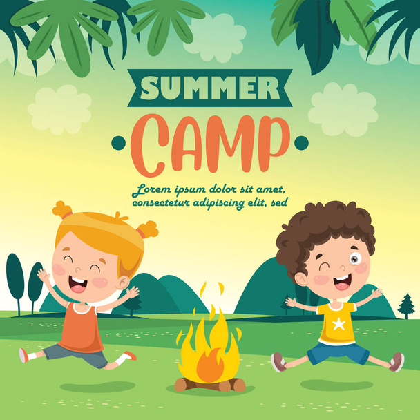 vectorillustratie van zomerkamp voor kinderen - Vector, afbeelding