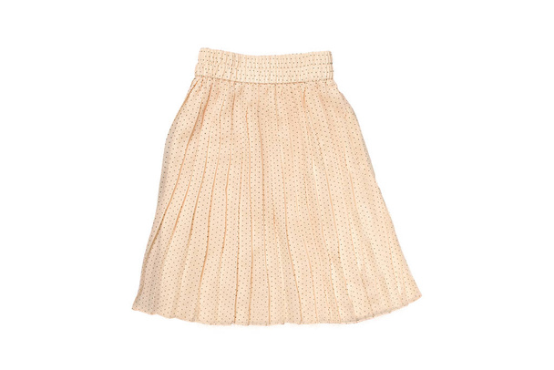 Beige pleated skirt. White background. Isolate - Photo, Image