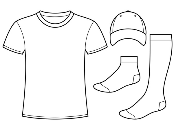 πρότυπο t-shirt, καπάκι και κάλτσες - Διάνυσμα, εικόνα