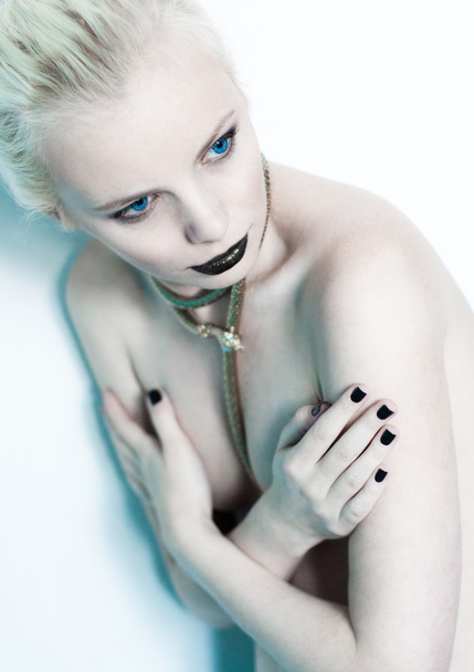 High fashion -black nails and black lipstick - Photo, Image