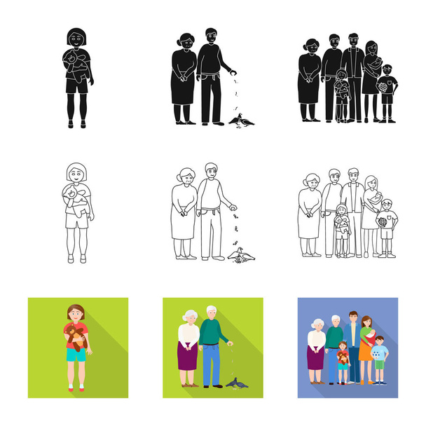 Vector illustration of character and avatar sign. Set of character and portrait vector icon for stock. - Vector, Image