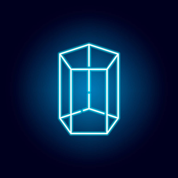 Fünfeckige Prisma-Ikone im Neon-Stil. geometrisches Figurenelement für mobile Konzepte und Web-Apps. Thin Line Icon für Website-Design und -Entwicklung, App-Entwicklung - Vektor, Bild