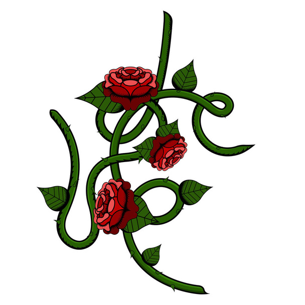 Tattoo of a climbing plant with roses - Vecteur, image