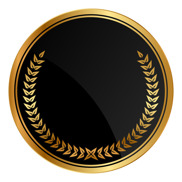 Vector black medal with gold laurels - Вектор, зображення
