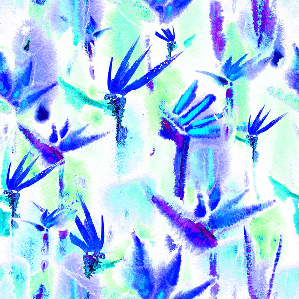 tropical jungle seamless pattern print watercolor tie dye endless repeat flower pastel delicate - Foto, immagini