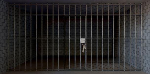 gevangenis cel volledige weergave met toetsen - Foto, afbeelding