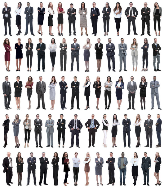 collage de jeunes gens d'affaires debout dans une rangée. - Photo, image