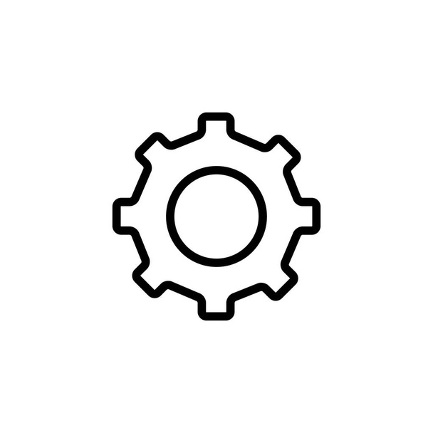 Gear Line Icon In Flat Style Vector For App, UI, Websites. Black Icon Vector Illustration. - Vector, Image