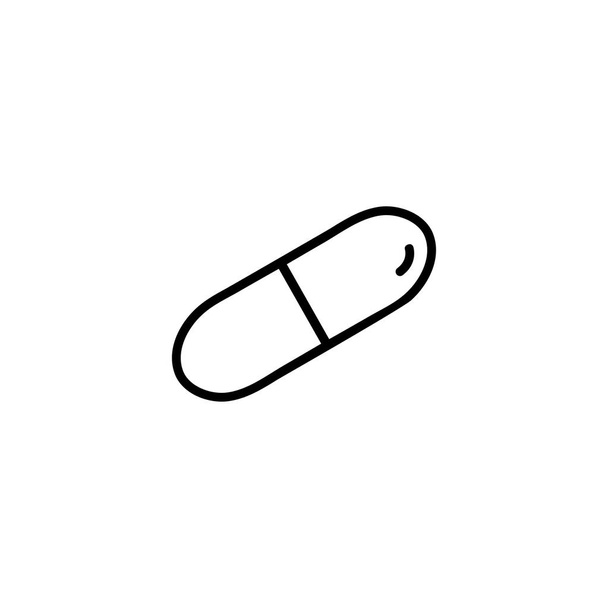 Capsule Line Icon In Flat Style Vector For Apps, UI, Websites. Black Icon Vector Illustration - Vector, Image