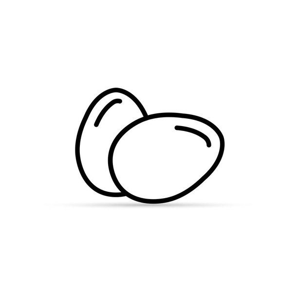 Egg Line Icon In Flat Style Vector For App, UI, Websites. Black Icon Vector Illustration - Vector, Image