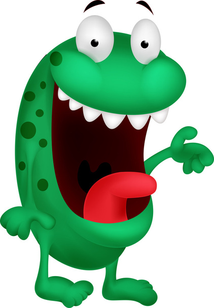 Lindo monstruo verde de dibujos animados
 - Vector, Imagen