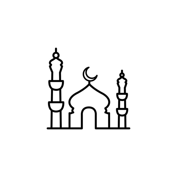 Icono de línea de mezquita en vectores de estilo plano para aplicaciones, interfaz de usuario, sitios web. Negro musulmán Vector Ilustración
 - Vector, Imagen