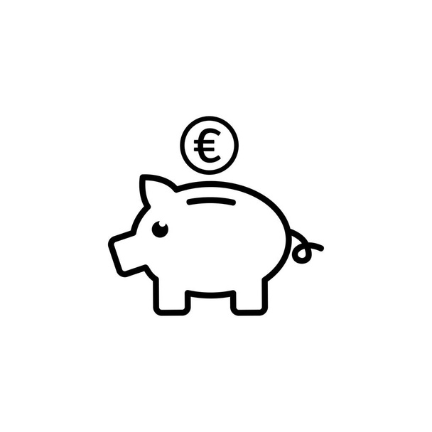 Piggy Bank Line Icon In Flat Style Vector For All, UI, Websites. Вектор черной иконы
 - Вектор,изображение