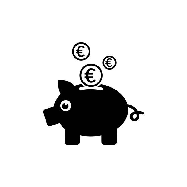 Piggy Bank Icon In Flat Style Vector For Apps, UI, Websites. Black Icon Vector Illustration - Vector, Image
