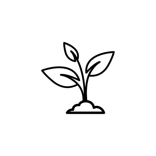 アプリ、Ui、ウェブサイトのためのフラットスタイルベクトルで植物ラインアイコン。黒いアイコンベクトルイラスト - ベクター画像