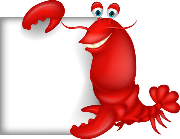 Lobster cartoon with blank sign - Vector, Image