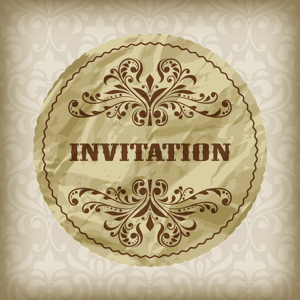 vector vintage invitation card on seamless attern - Vetor, Imagem