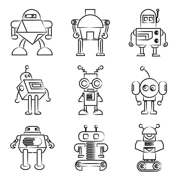 vector illustration of robots icons - ベクター画像