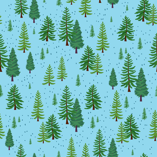 Winter forest trees pattern. A Woodland background - Vector, Image